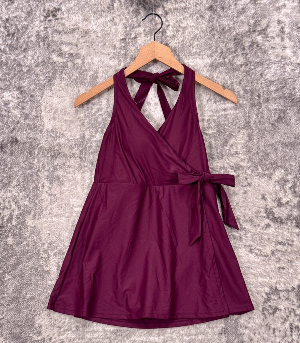 New J Crew Halter Wrap Swim Dress 2 Womens Purple